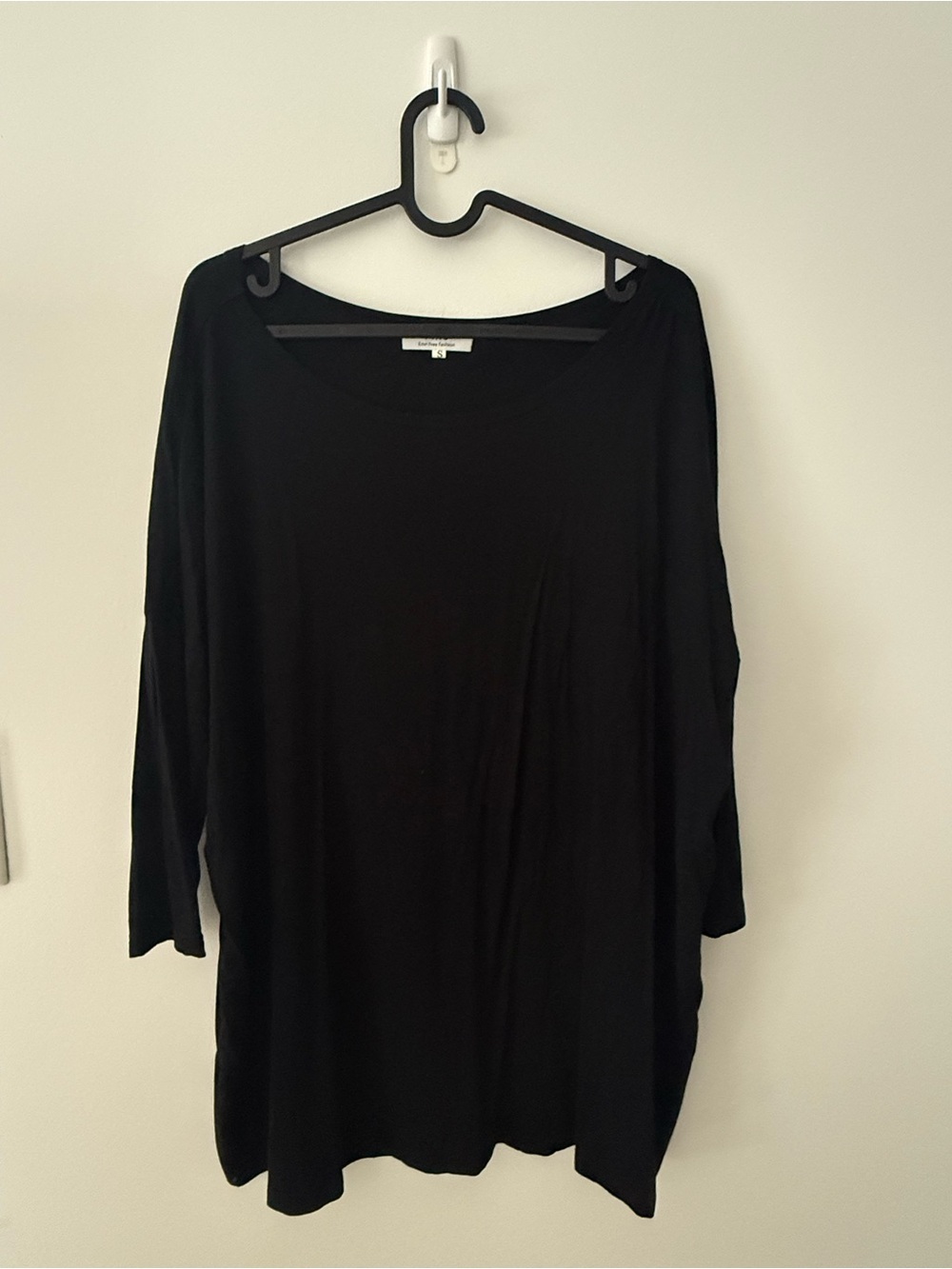 Piko Bamboo Black Oversized Boat Neck Tunic Top